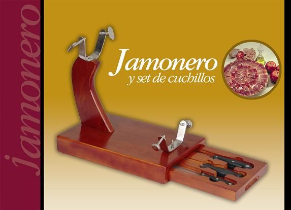 JAMONERO CON JUEGO DE CUCHILLOS