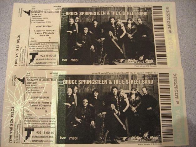 2 ENTRADAS CONCIERTO BRUCE EN BARCELONA SABADO 19