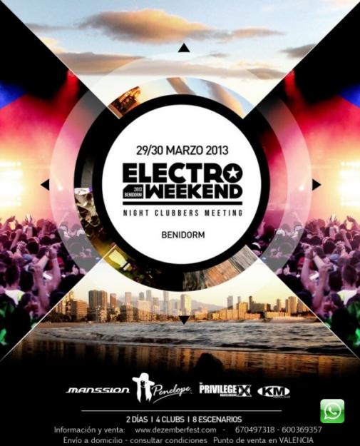 Entradas Electro Weekend Benidorm (29 y 30 Marzo) - Manssion - Penelope - Privilege X - KM