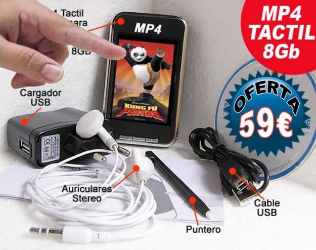 Reproductor MP4 tactil con 8 Gb Camara de fotos, Radio y mas