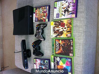 XBOX 360 250GB + KINECT + 2 MANDOS +6 JUEGOS SIN ESTRENAR