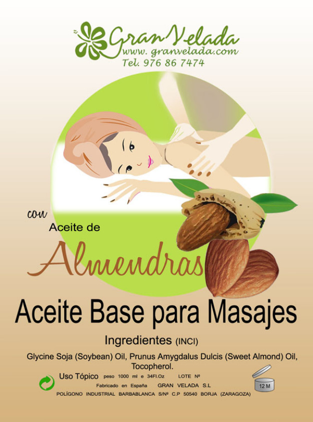 Aceite para masaje base Almendras