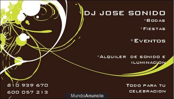 DJ JOSE SONIDO BODAS, FIESTAS, EVENTOS Y ALQUILER DE SONIDO