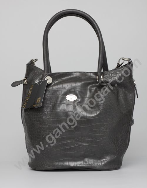BOLSO PERTEGAZ MOD. CROCO PIEL GRIS