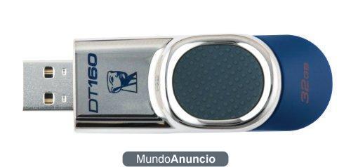 Kingston DataTraveler 160 DataTraveler, 32 GB, USB 2.0, 4-pin USB Flash Drive, 10 MB/s, 5 MB/s, Azul