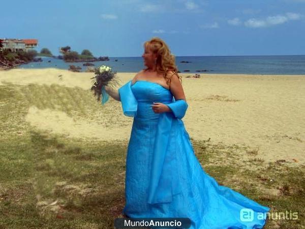 VENDO VESTIDO DE NOVIA O FIESTA AZUL TURQUESA