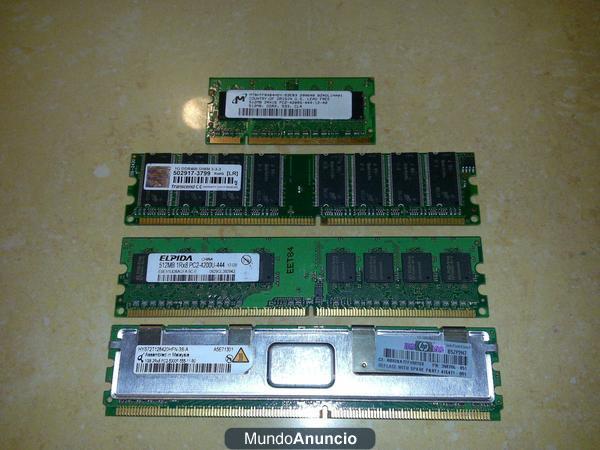 Vendo memorias para pc sobremesa y portatil