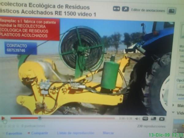 recolectora ecologica de residuos plasticos acolchados