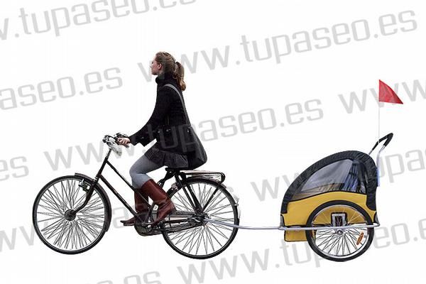 carrito para bicicleta portaniños  se convierte en remolque de bicicleta - con amortiguadores