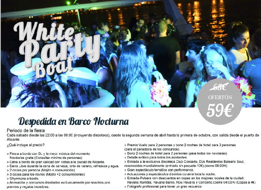 Fiesta en barco alicante White party boat