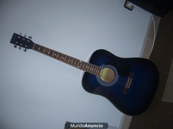 Vendo una guitarra azúl semiacústica de Sherwood