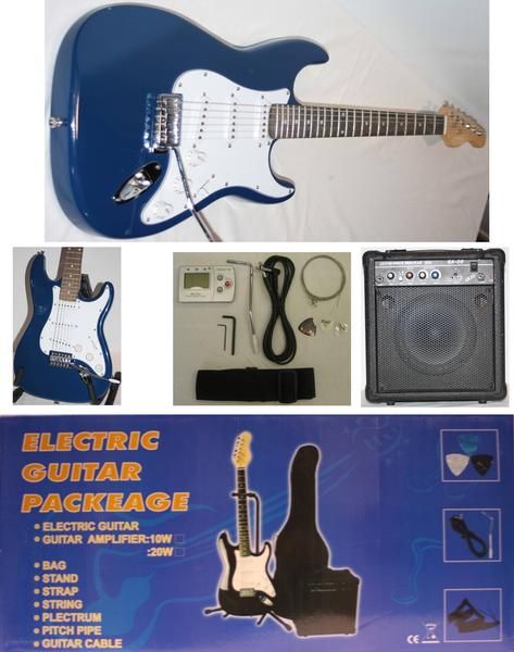 KIT GUITARRA ELECTRICA ST AZUL Y AMPLIFICADOR