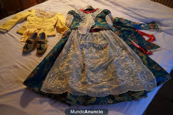traje fallera completo + corpiño y zapatos + cancan