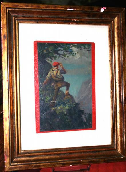 GUERRA CIVIL ESPAÑOLA, CARLISMO, REQUETE. PINTURA, OLEO ORIGINAL DE UN SOLDADO REQUETE DE LA EPOCA.