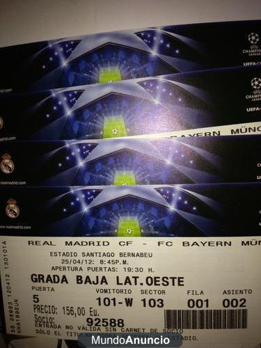 2 Tickets REAL MADRID - BAYERN MUNCHEN