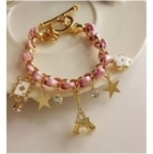 Pulsera con dijes y cadena con cinta de seda - mejor precio | unprecio.es