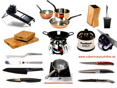 Cuchillos de cocina y mesa, cubiertos, menaje y utensilios de cocina