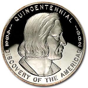Columbus 5 oz plata pura V Centenario 1492-1992