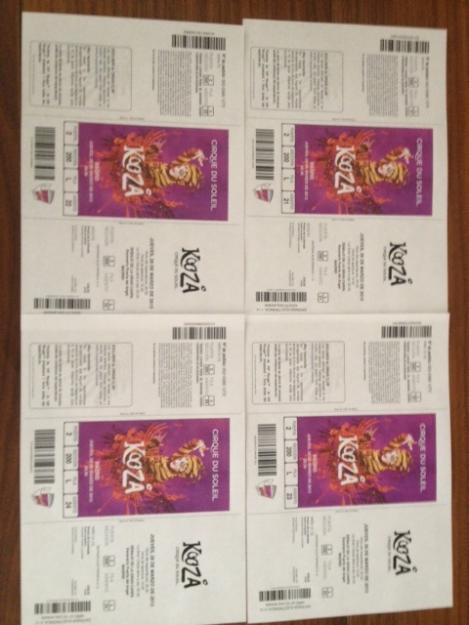 Vendo 4 entradas para el Circo del Sol KOOZA en Madrid