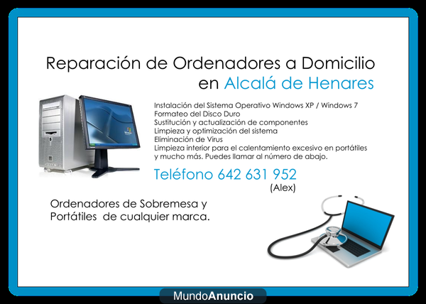 Reparación de ordenadores a domicilio en Alcalá de Henares