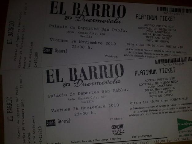 VENDO entradas VIP EL barrio sevilla (nov 2010)