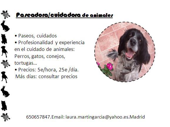 Paseadora7Cuidadora de Animales. Madrid capital