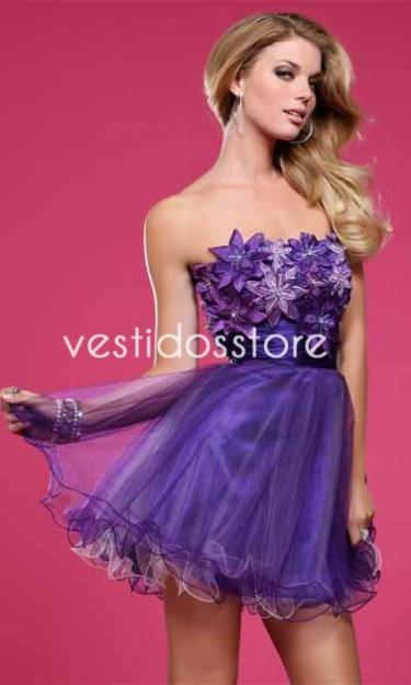 Corte Cocteles Organza Flores Encaje Vestido €151.11