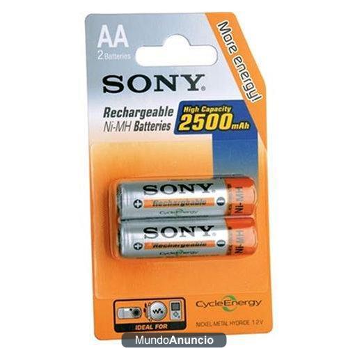 Sony - Pilas recargables NiMH AA 2500 mAh (Paquete de 2)
