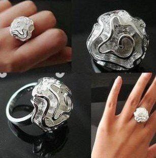 Anillo de plata de ley 925 en forma de rosa