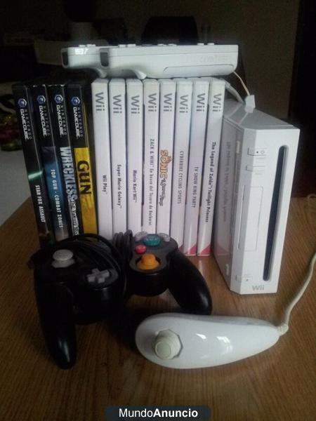 Wii con mandos, juegos y accesorios
