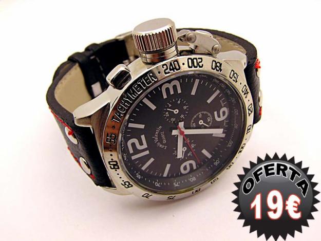 Reloj de pulsera deportivo unisex esfera negra