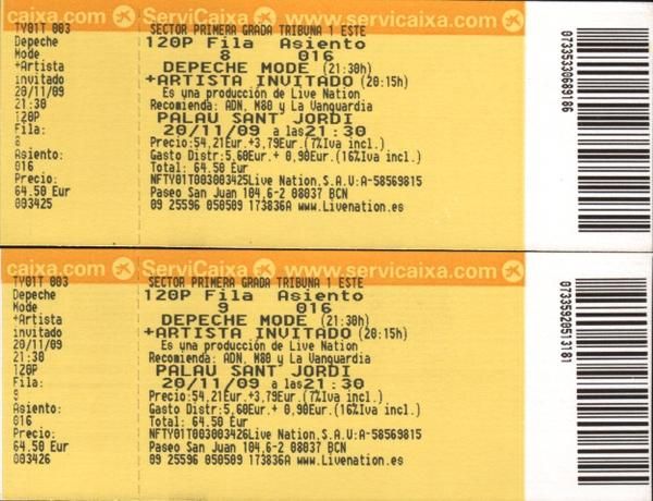 Entradas conciertos Depeche Mode (días 20 y 21) Palau Sant Jordi