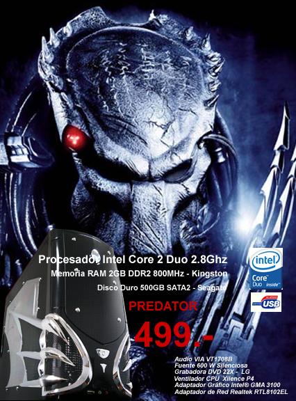 PREDATOR CORE 2 - Intel Core 2 Duo 2.8Ghz - RAM 2048 MB DDR2 800Mhz - 500 Gb Disco Duro