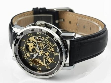 Reloj hombre mecanico manual correa cuero