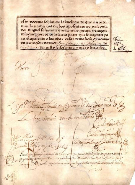 Manuscrito Felipe III firmado por el en 1616