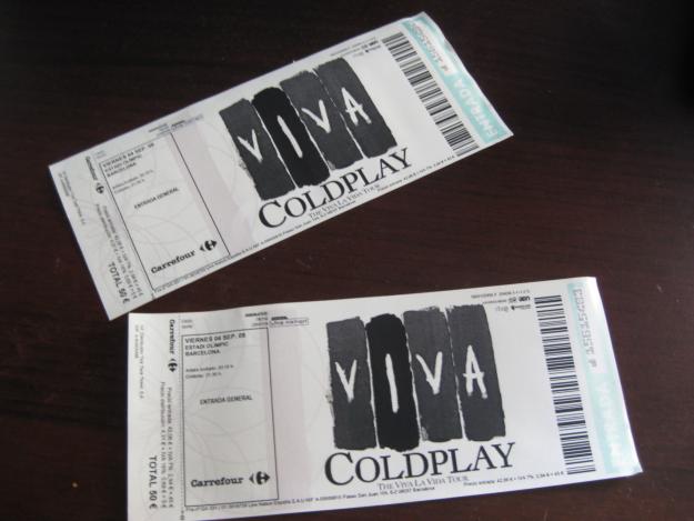 Vendo entradas concierto Coldplay Barcelona