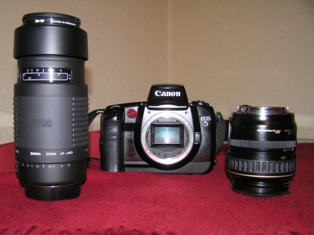 vendo canon eos 5 analogica y dos objetivos af