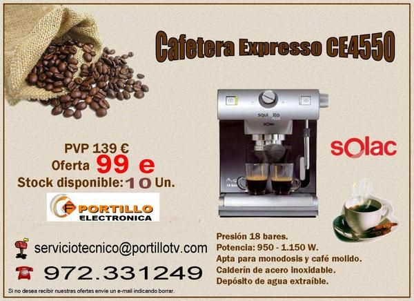 0fertas cafeterasSOLAC 99 euros.PORTILLO TV,Blanes(Girona)972331249