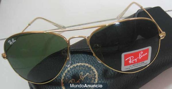 gafas de sol ray ban aviator rb3025 montura dorada lentes verdes