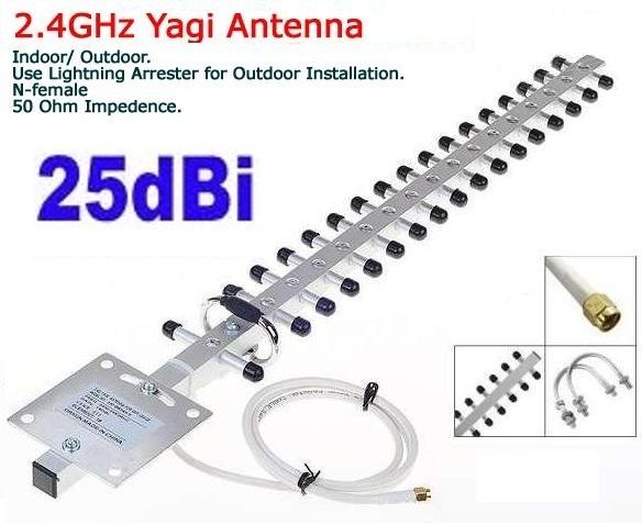Antena wifi yagui 25 dbi    (58cm aluminio para exteriores) largo alcance