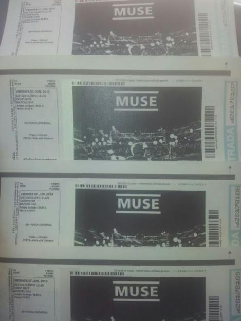 Vendo 4 entradas Pista MUSE Barcelona 07 JUN,2013