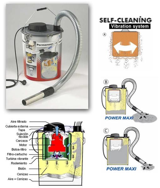 Aspirador de cenizas para estufa de pellet