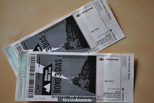 2 Abonos  para el BBK Live 2012 en Bilbao