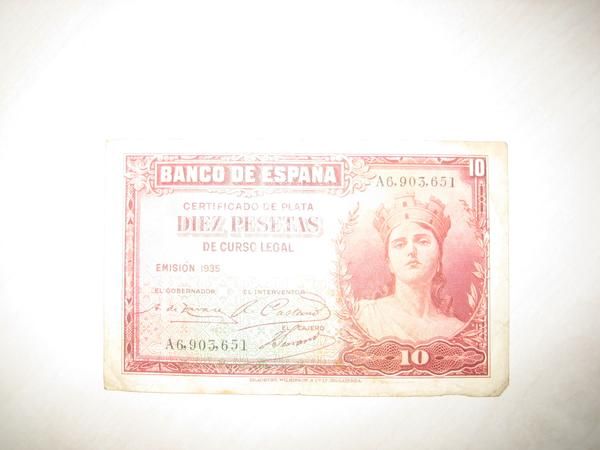 Billete de diez pesetas 