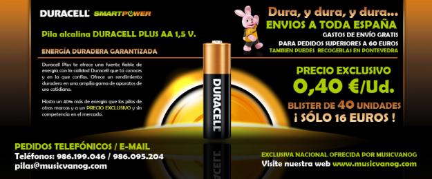 PILAS DURACELL PLUS - PROMOCIÓN ESPECIAL MUSICVANOG.COM