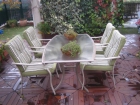 Mesa de terraza y sillones de aluminio, color pergamón - mejor precio | unprecio.es
