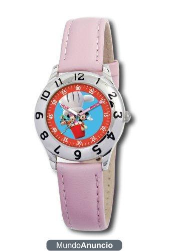 Disney 0803C039D009S401 - Reloj para niños de cuarzo, correa de piel color rosa
