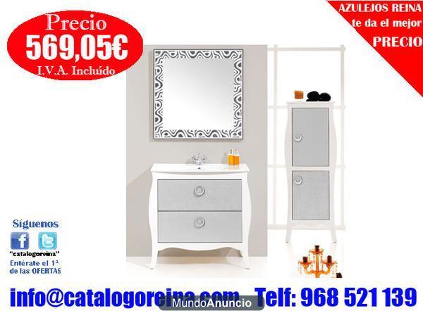 Mueble de baño BOLONIA 85 Blanco/Hebras Plata  en San Sebastián