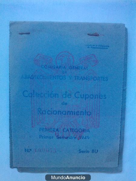 Cartilla cupones racionamiento