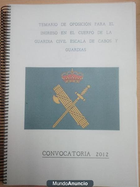 Temario resumen apuntes Guardia Civil 2012 y examenes